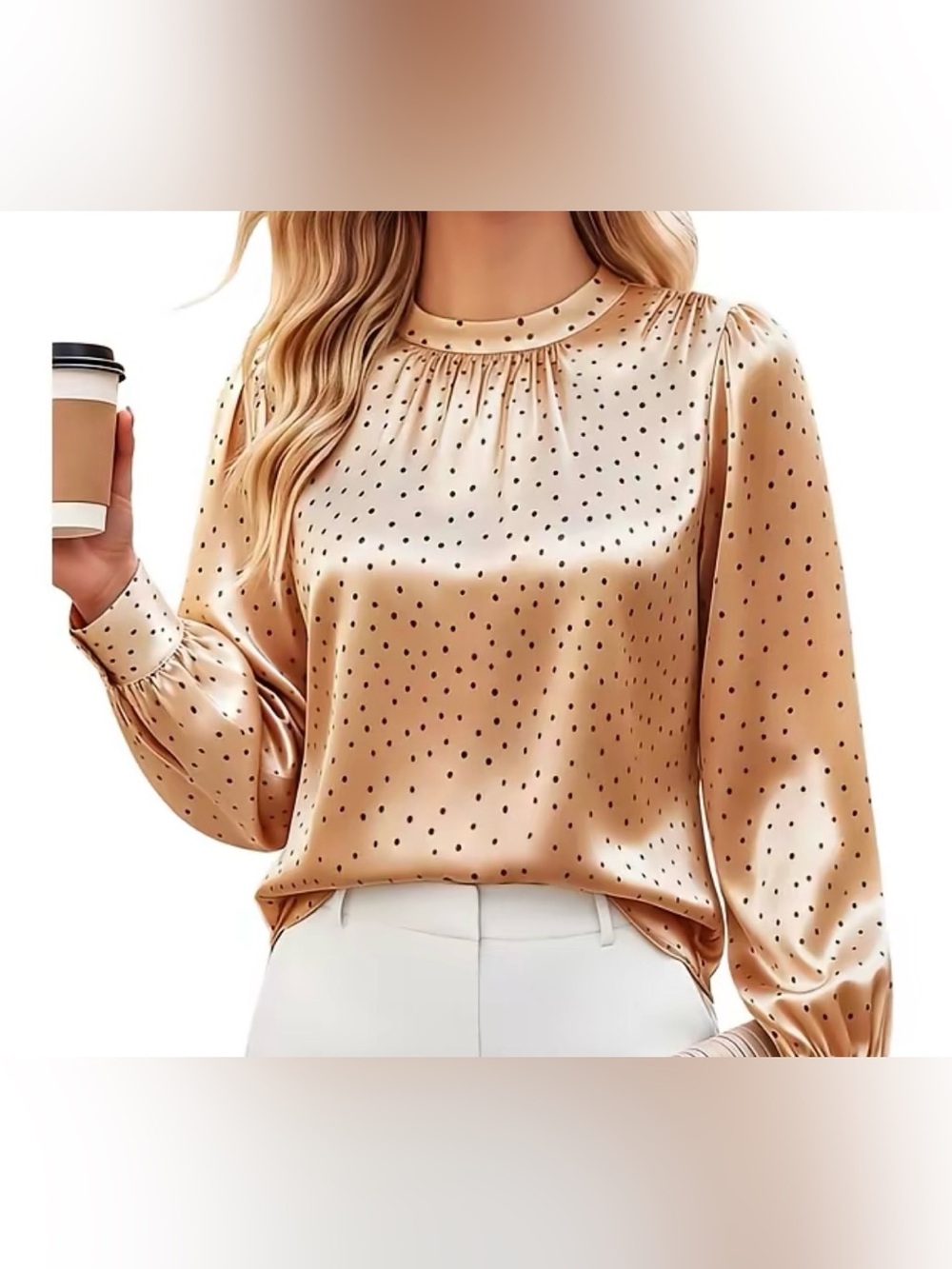 Women's ApricyPolka Dot Long-Sleeve Blouse